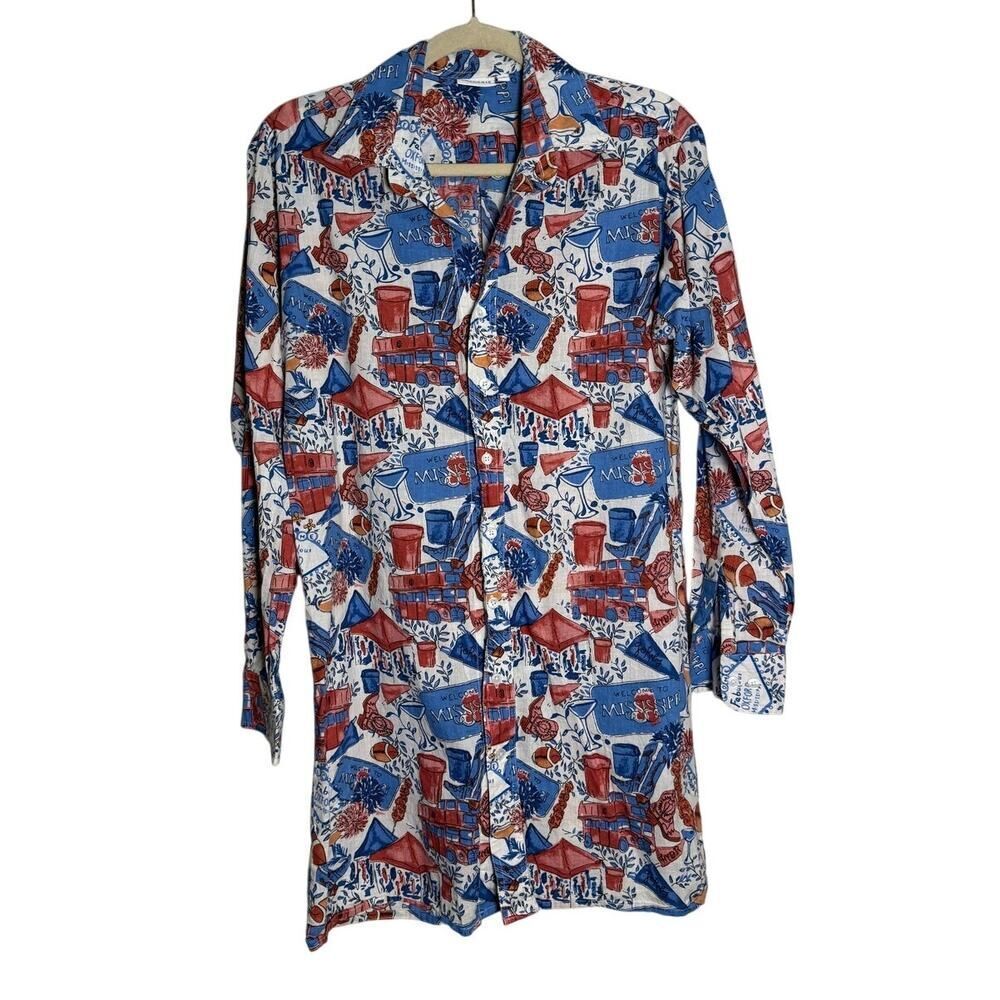 Chakeris University of Mississippi Oxford Print Shirt Dress Sz. XS